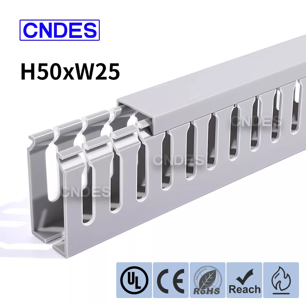50 × 25 mm štrbinový PVC elektrický skriňový kanál